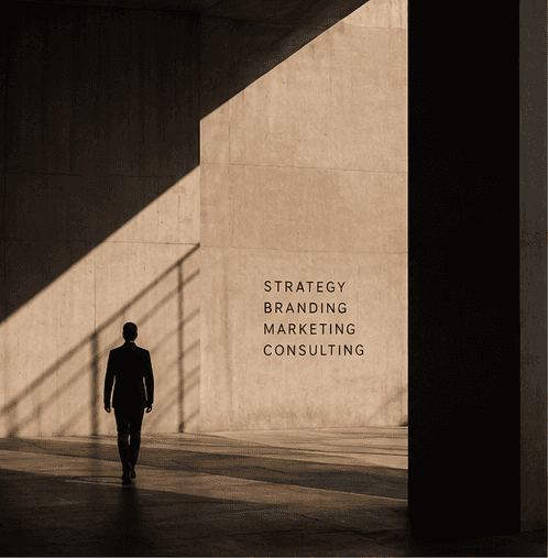 Editorial architectural scene representing strategy, branding, marketing, and consulting