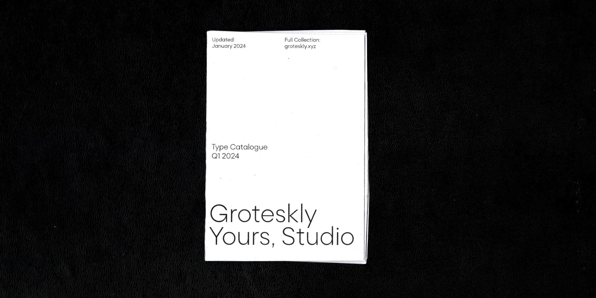 Groteskly Yours Studio Specimen Zine Cover