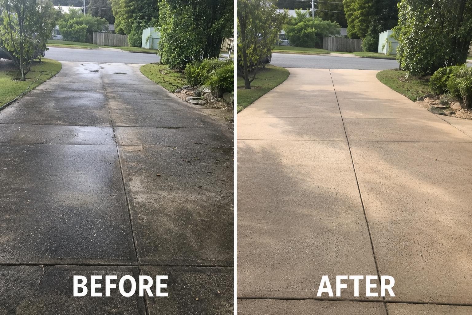 Concrete driveway cleaned by Apex Roof Cleaning in Sydney