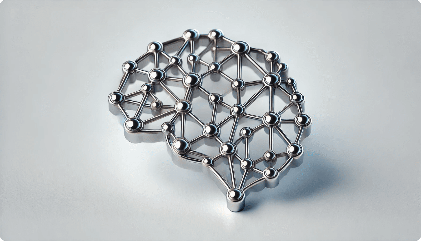 A metallic and minimalist model of an AI brain