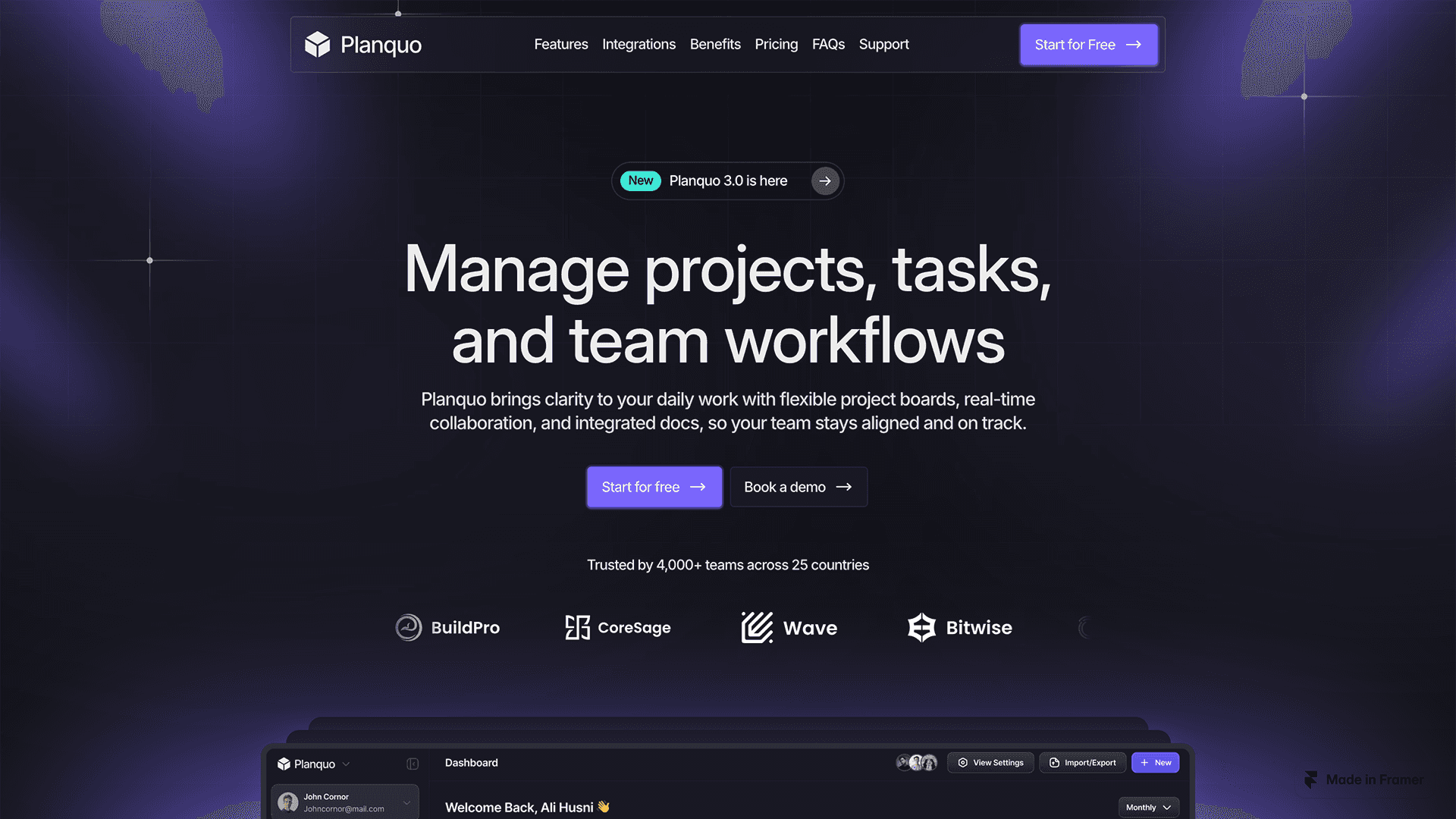 Planquo Framer template