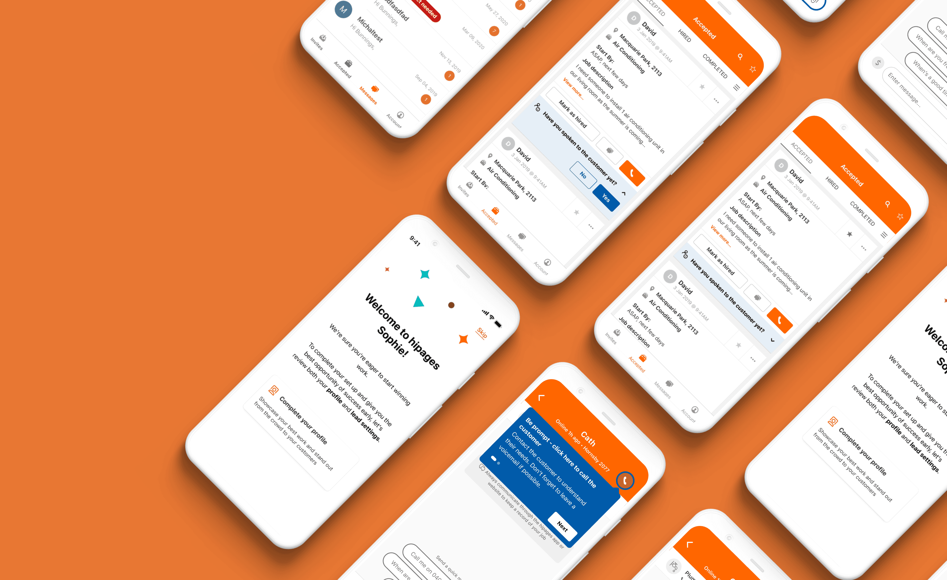 A mockup of an iPhone placed on a chair's back