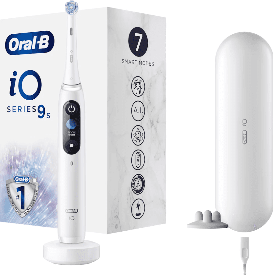 Oral-B iO Series 9 elektrisk tandbørste med interaktiv skærm og tryksensor.
