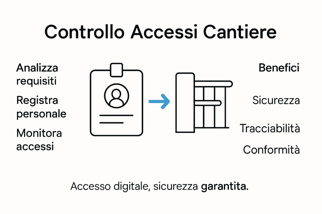 Infografica: come gestire l’accesso in cantiere – passaggi fondamentali e vantaggi principali