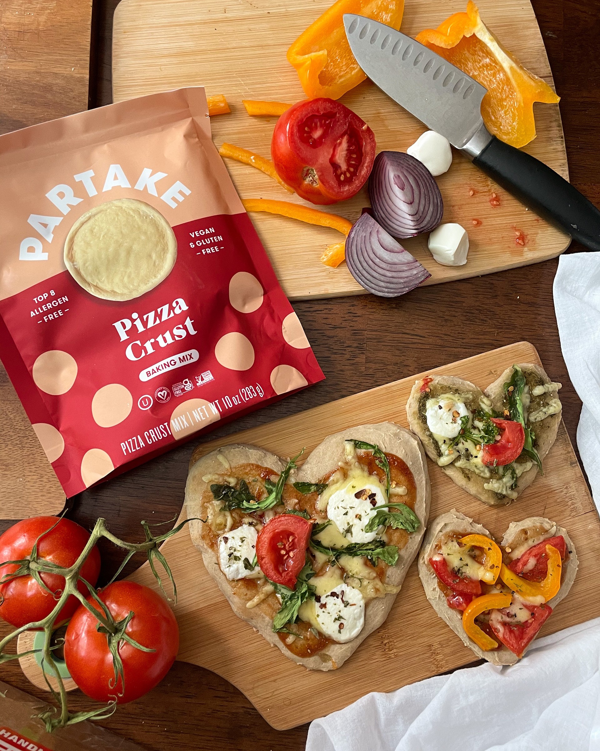 Partake Foods, heart-shaped pizzas.