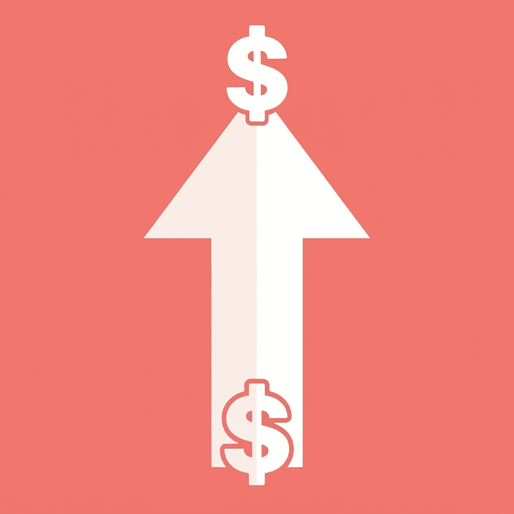 Upward arrow with cost symbol showing how expenses escalate unexpectedly as business scales