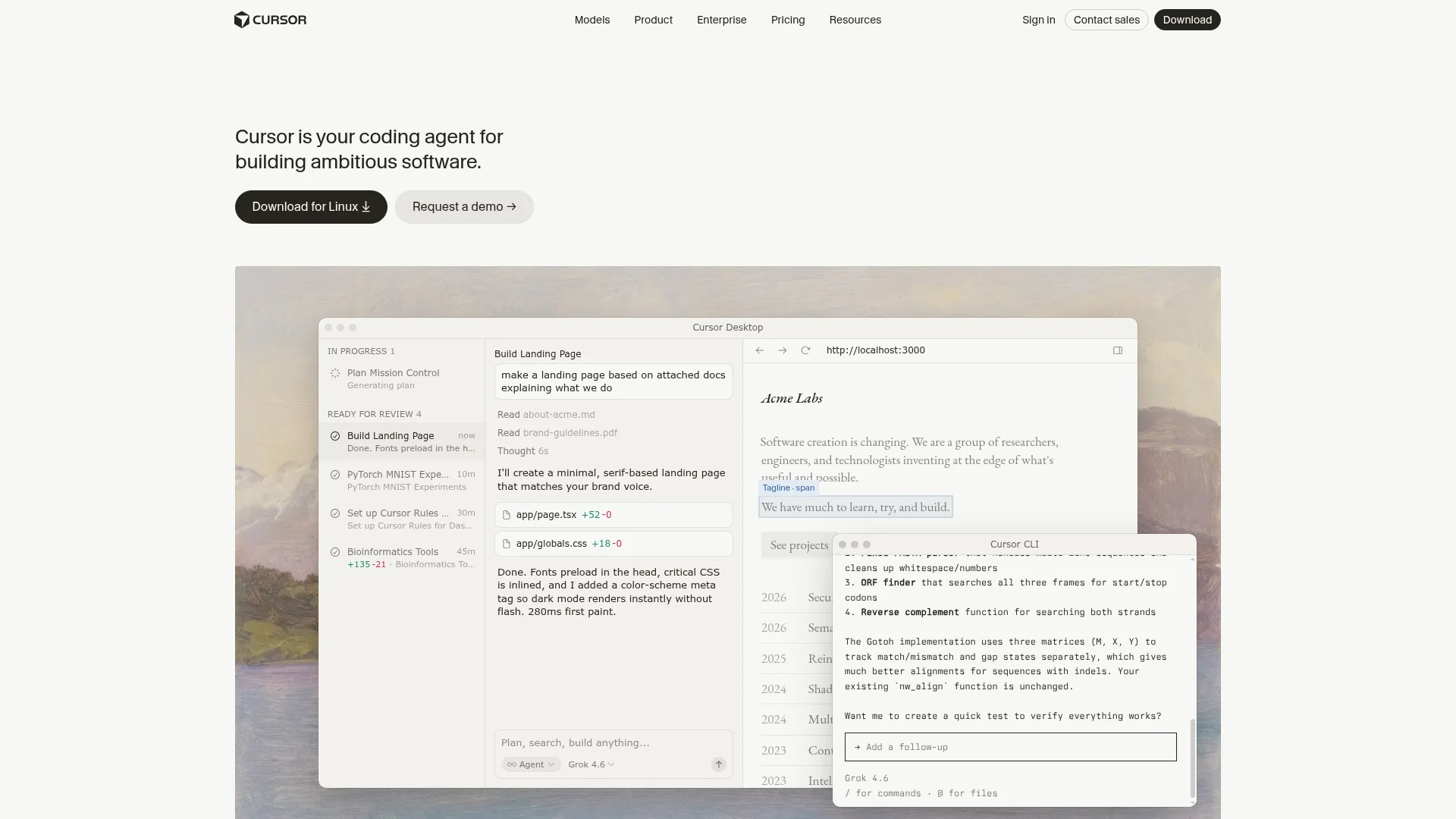 Cursor AI code editor homepage