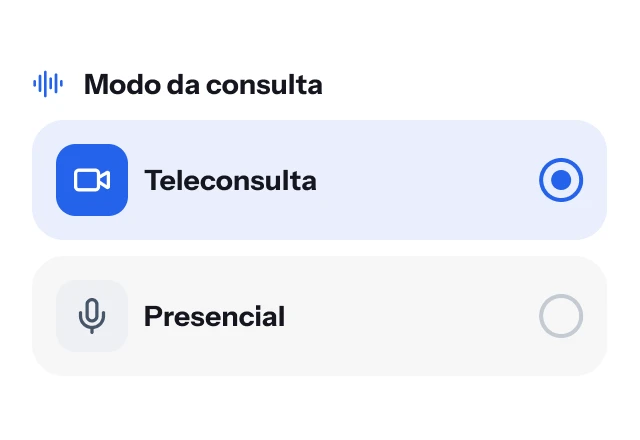 Adapta Med — recurso de IA para transcrição de consulta médica (cartão da seção wizard)