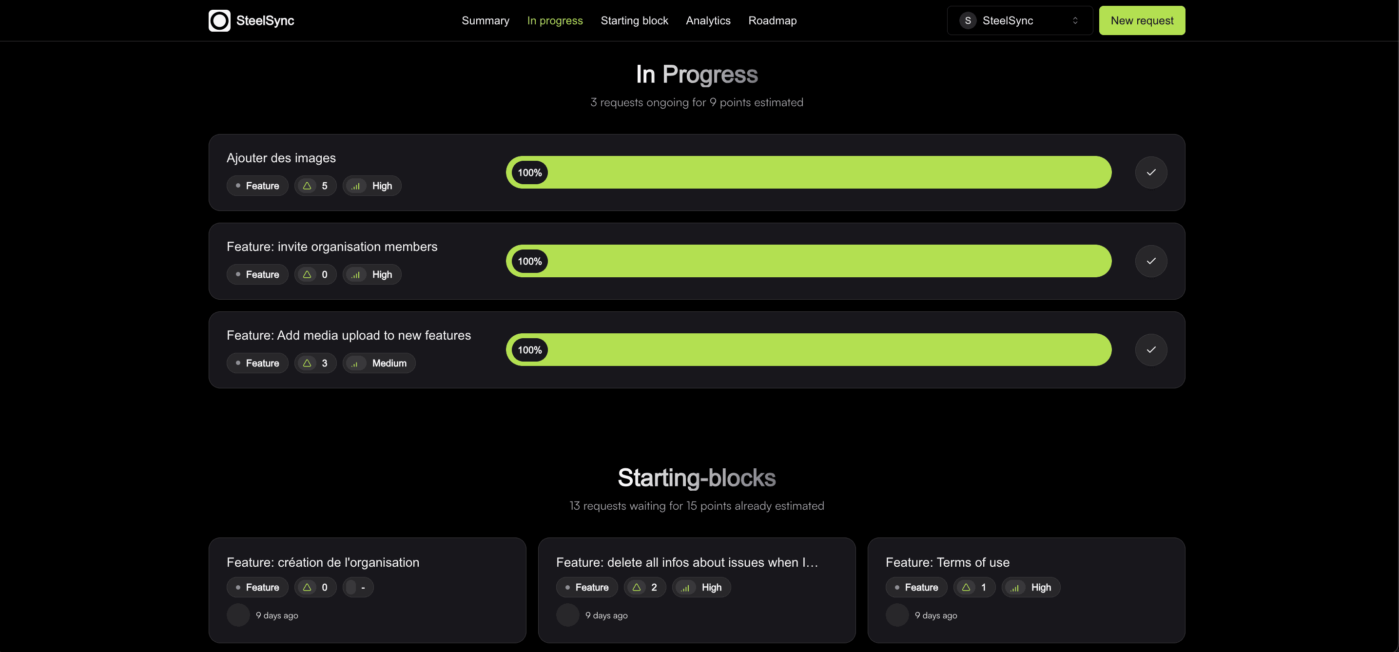 Quick snapshot about SteelSync Dashboard