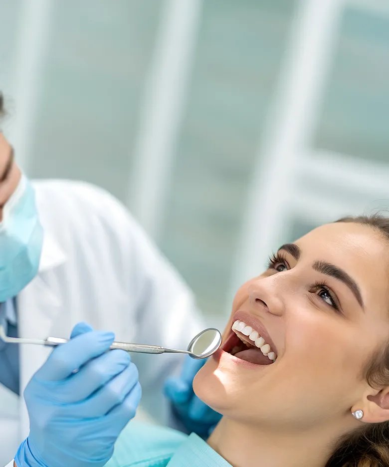Woman receiving a dental exam