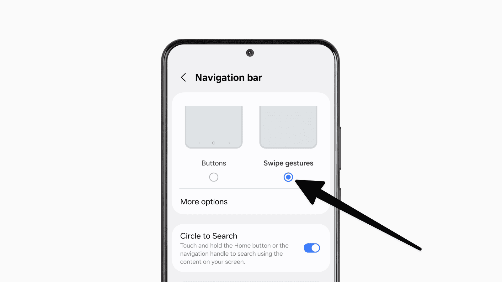 Swipe gestures option for the navigation bar on Android phones