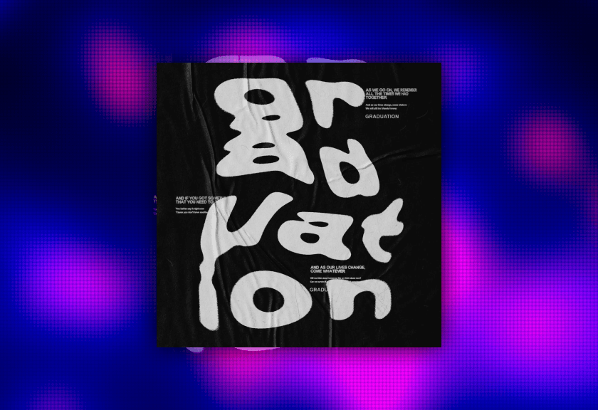 Trendy, bold typography invitation for a fun, aesthetic graduation party.