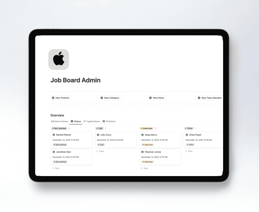 Notion Job Board & Application Management