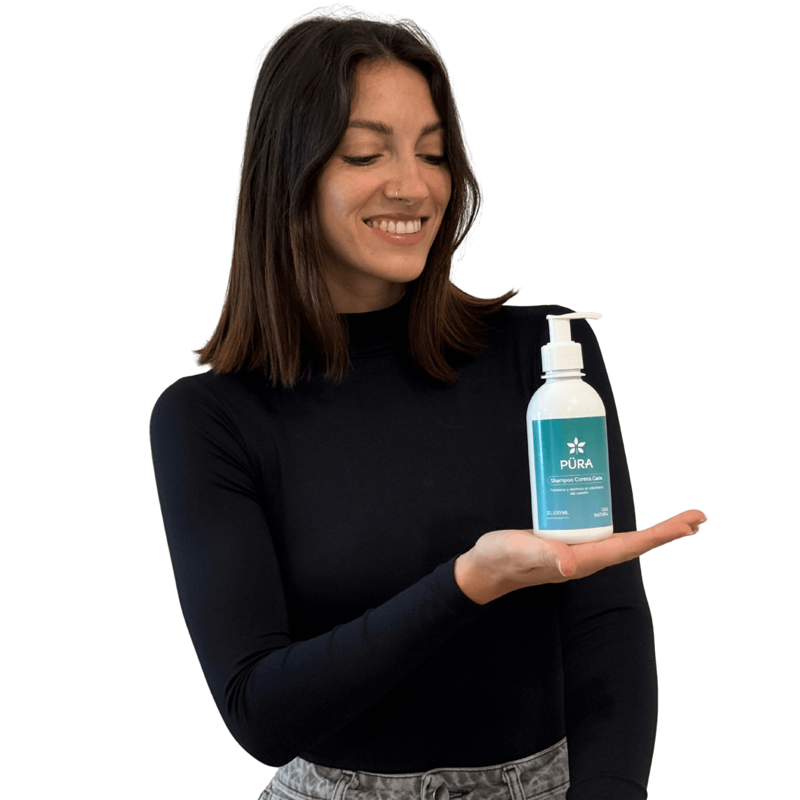 Beautful woman smiling and holding her cheeks