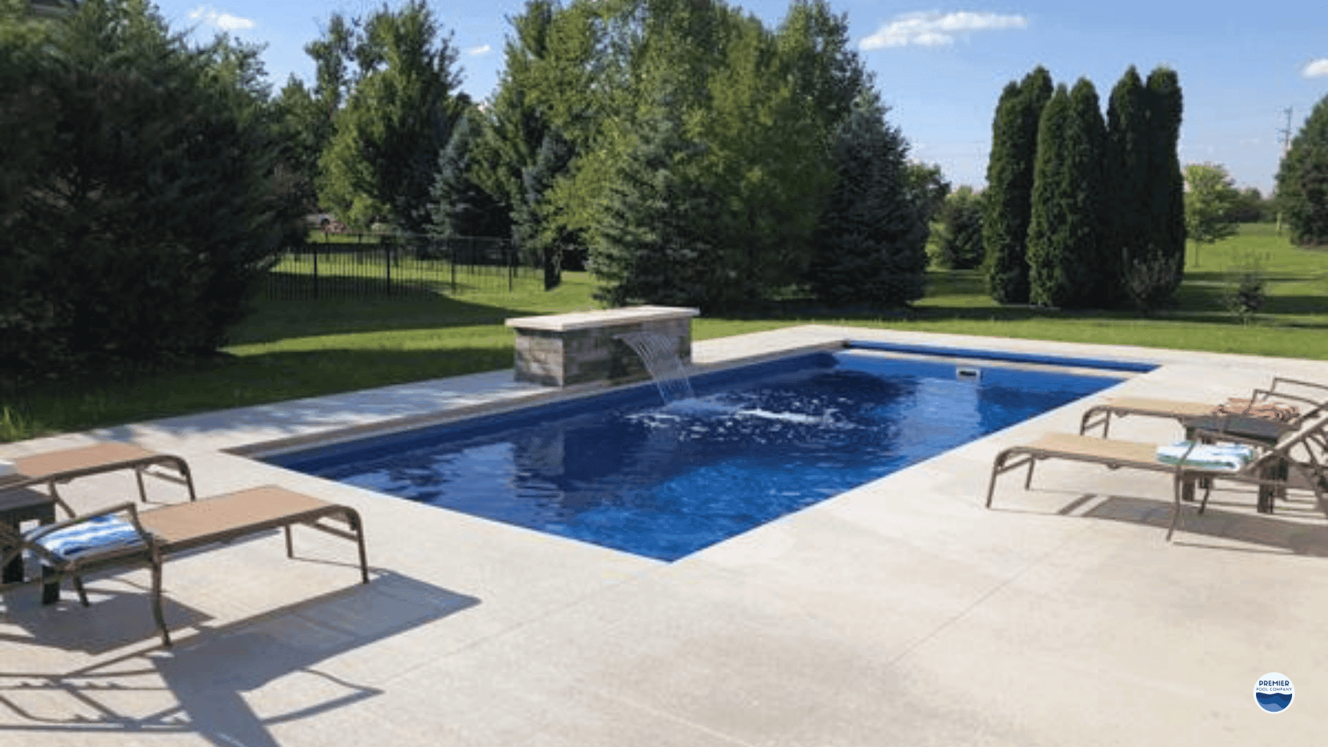 Affordable fiberglass pool design for residential backyard in Ohio