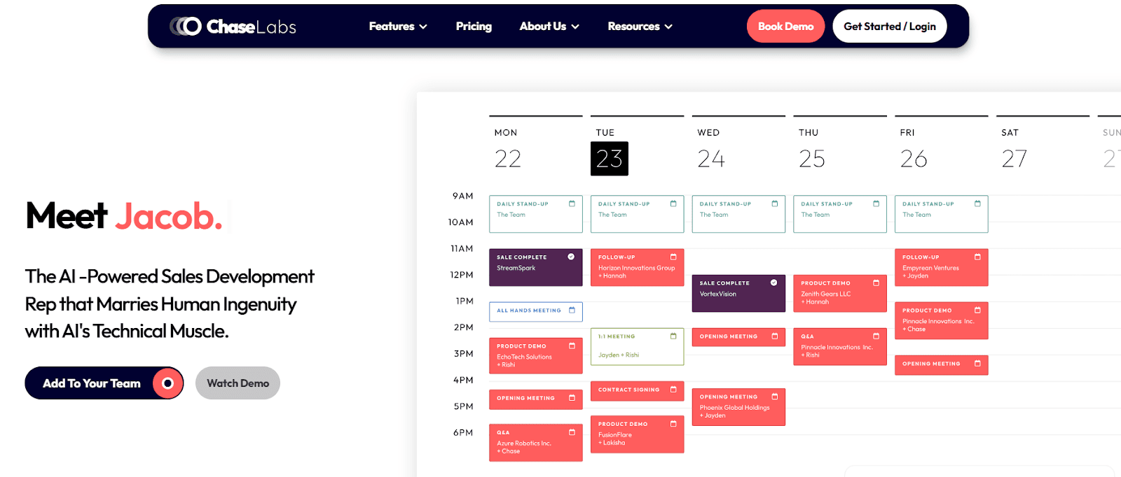 Meetchase AI SDR homepage
