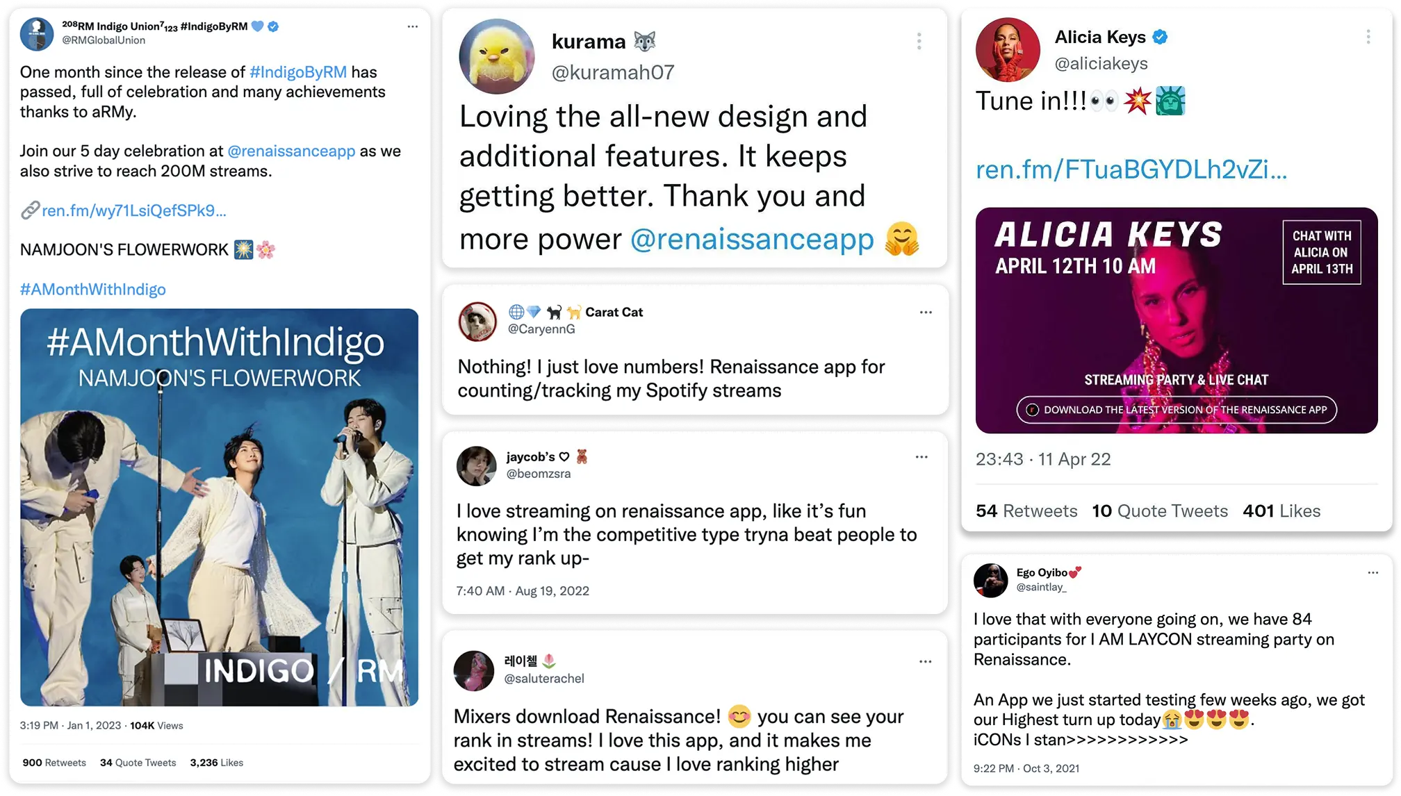 Positive reviews from Renaissance fans across X and Instagram