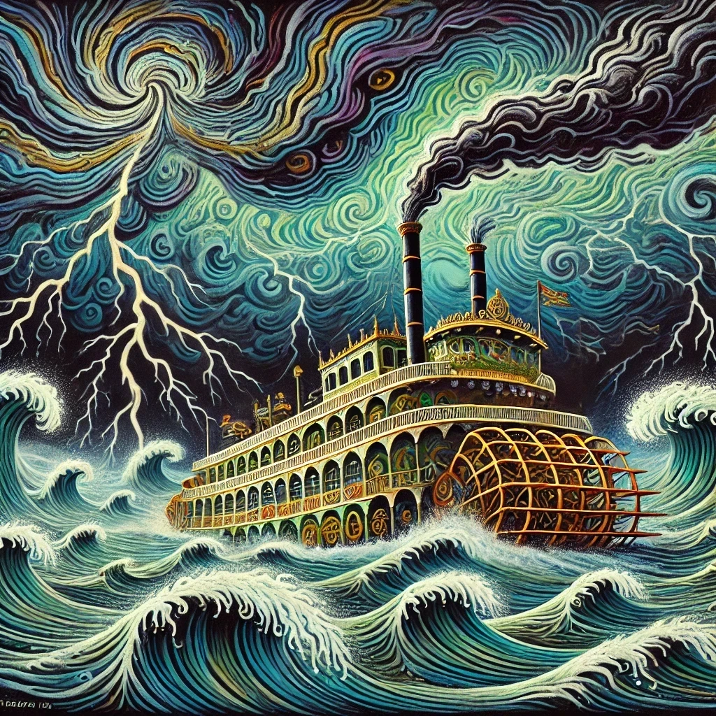 The Mississippi Queen in the storm