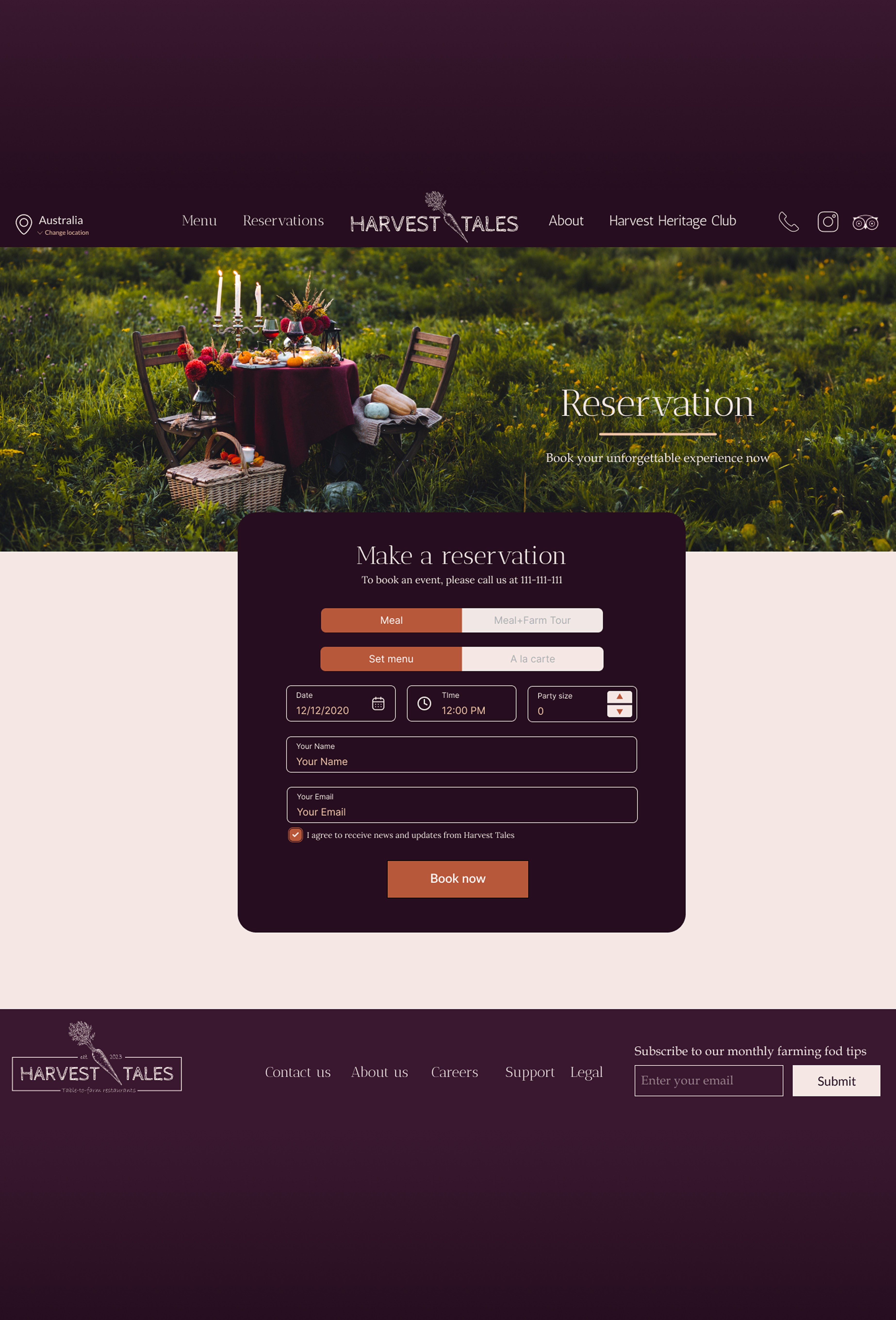 online reservation screen