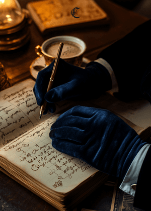 Man in black dress, eyes closed