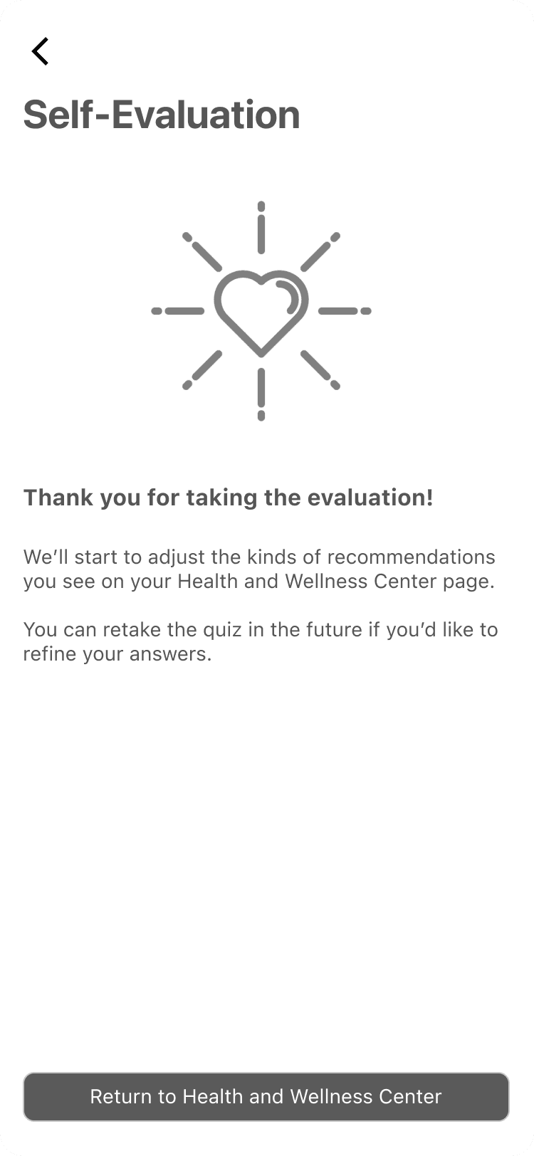 Self-evaluation complete page