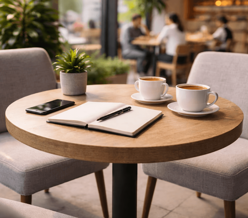 The image features a stylized figure with a unique, abstract design. The main subject appears to be a humanoid form with a wooden texture, wearing a blue robe.