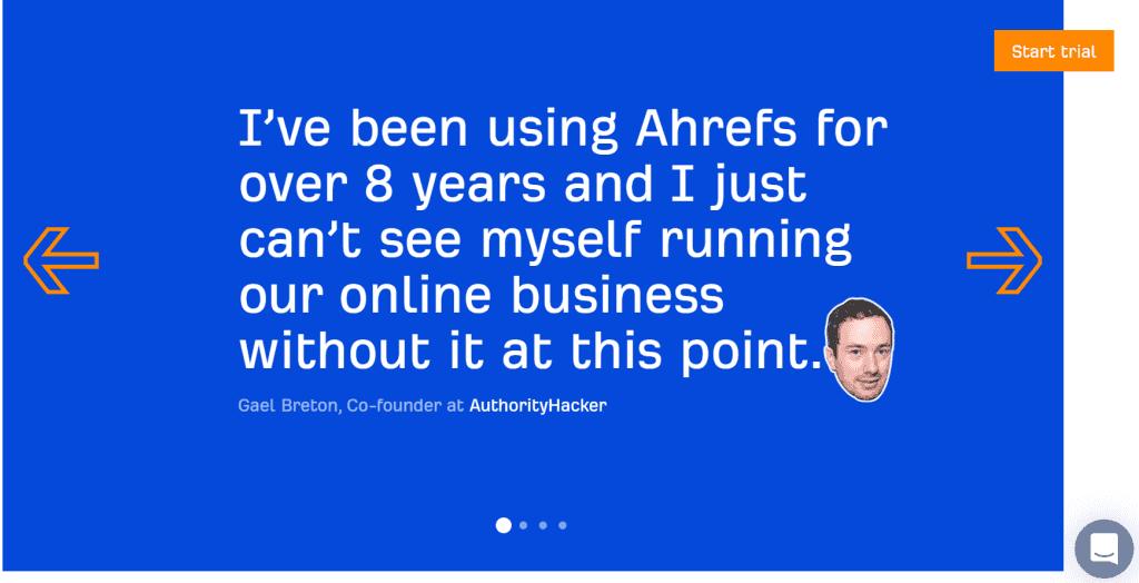 Ahrefs Home Page social proof #1