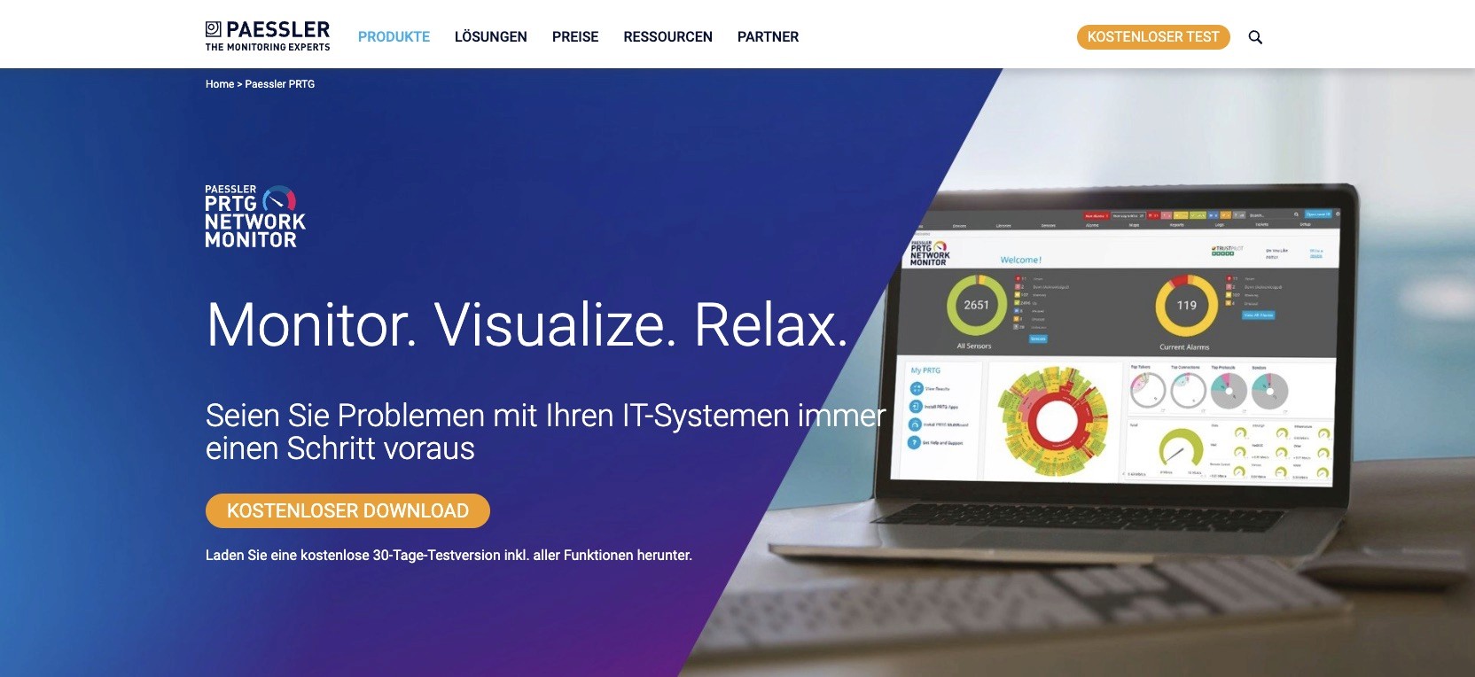 PRTG Network Monitor homepage