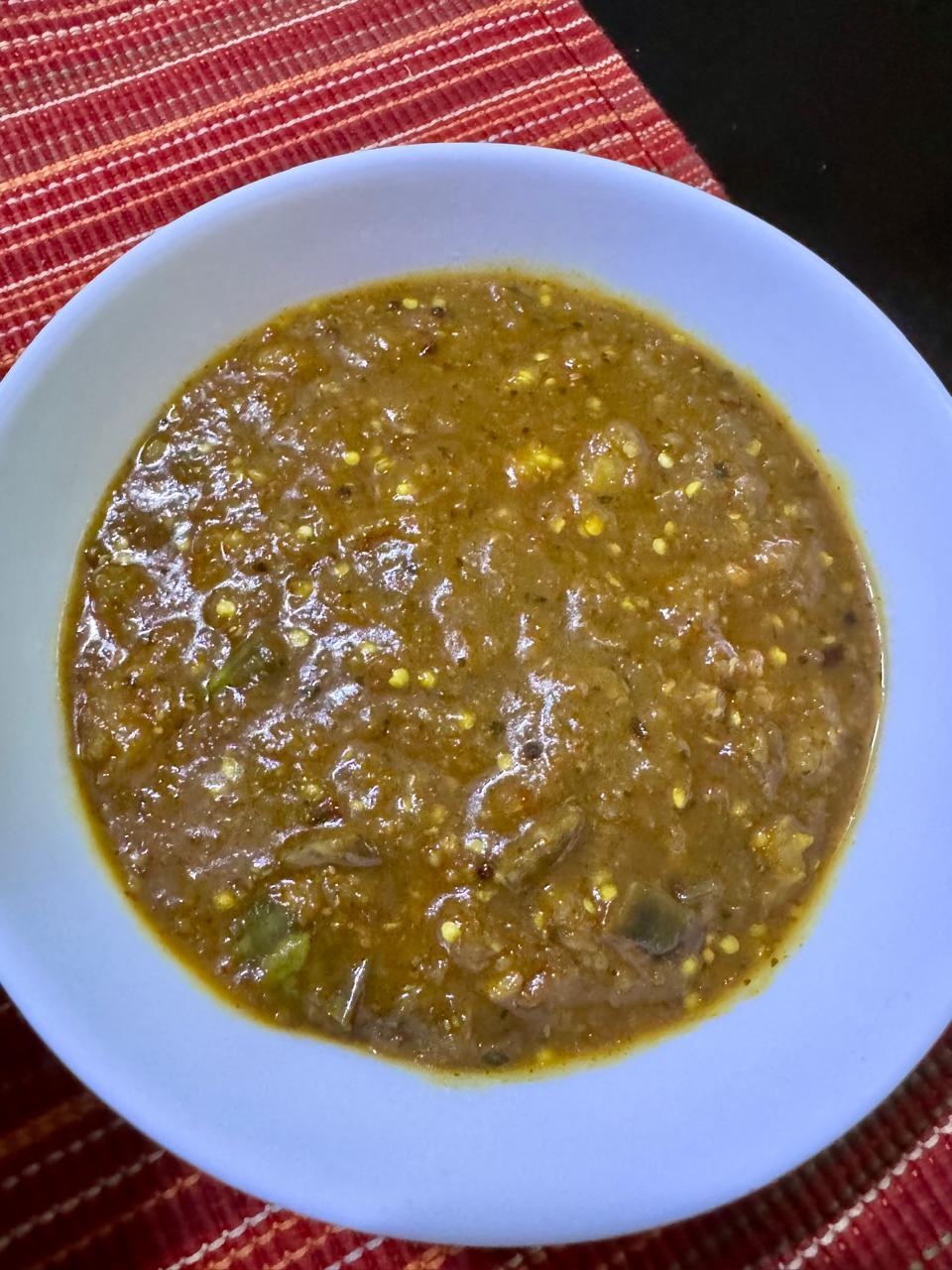 Chidambaram brinjal gothsu served in a bowl