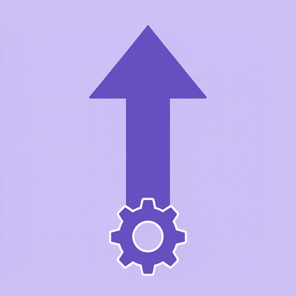 Upward arrow showing significant productivity gains from agent-handled complete workflows