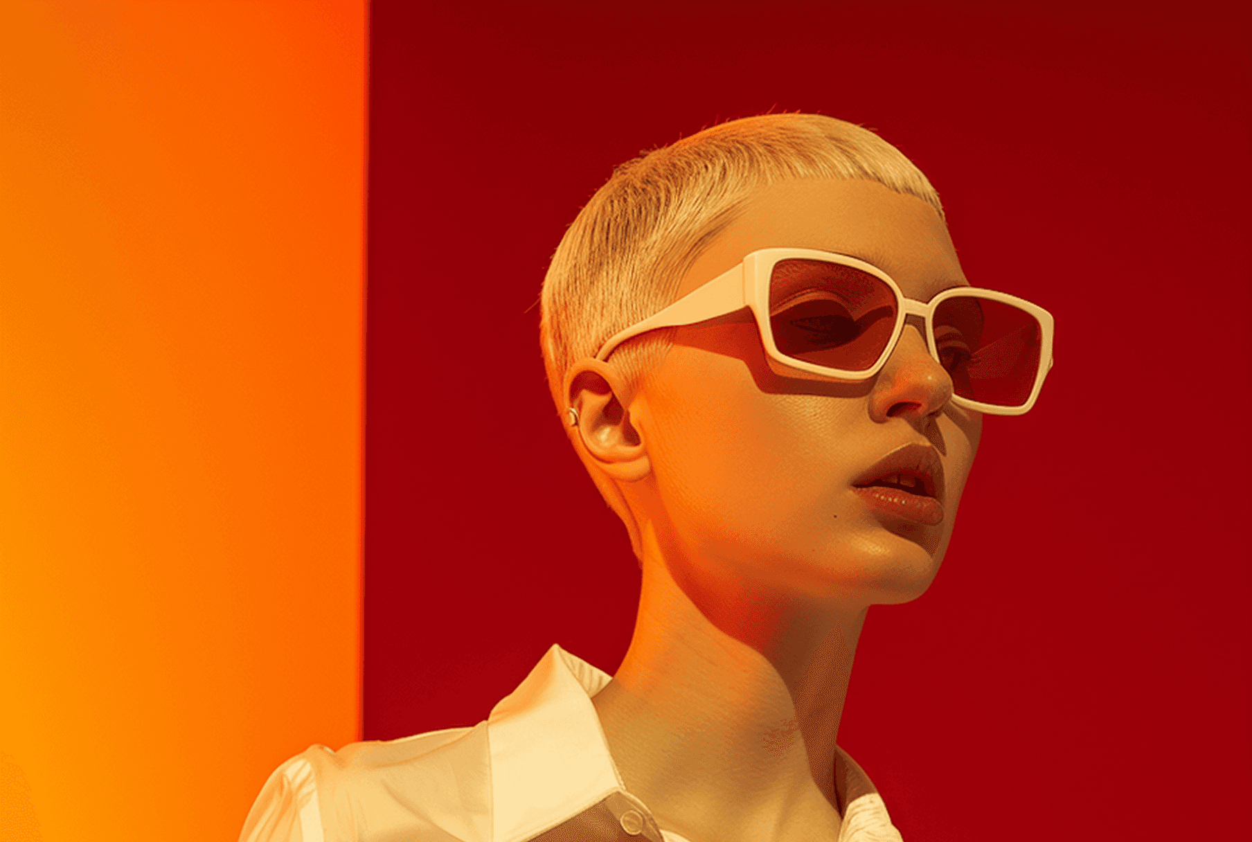 Fashion-Forward Portrait with Vibrant Backdrop Image