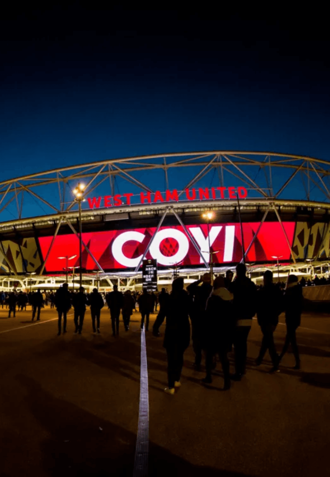 A image of the London Stadium in East Londonm, the home of West Ham United