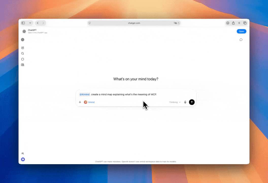 Create mind maps with Xmind MCP inside ChatGPT