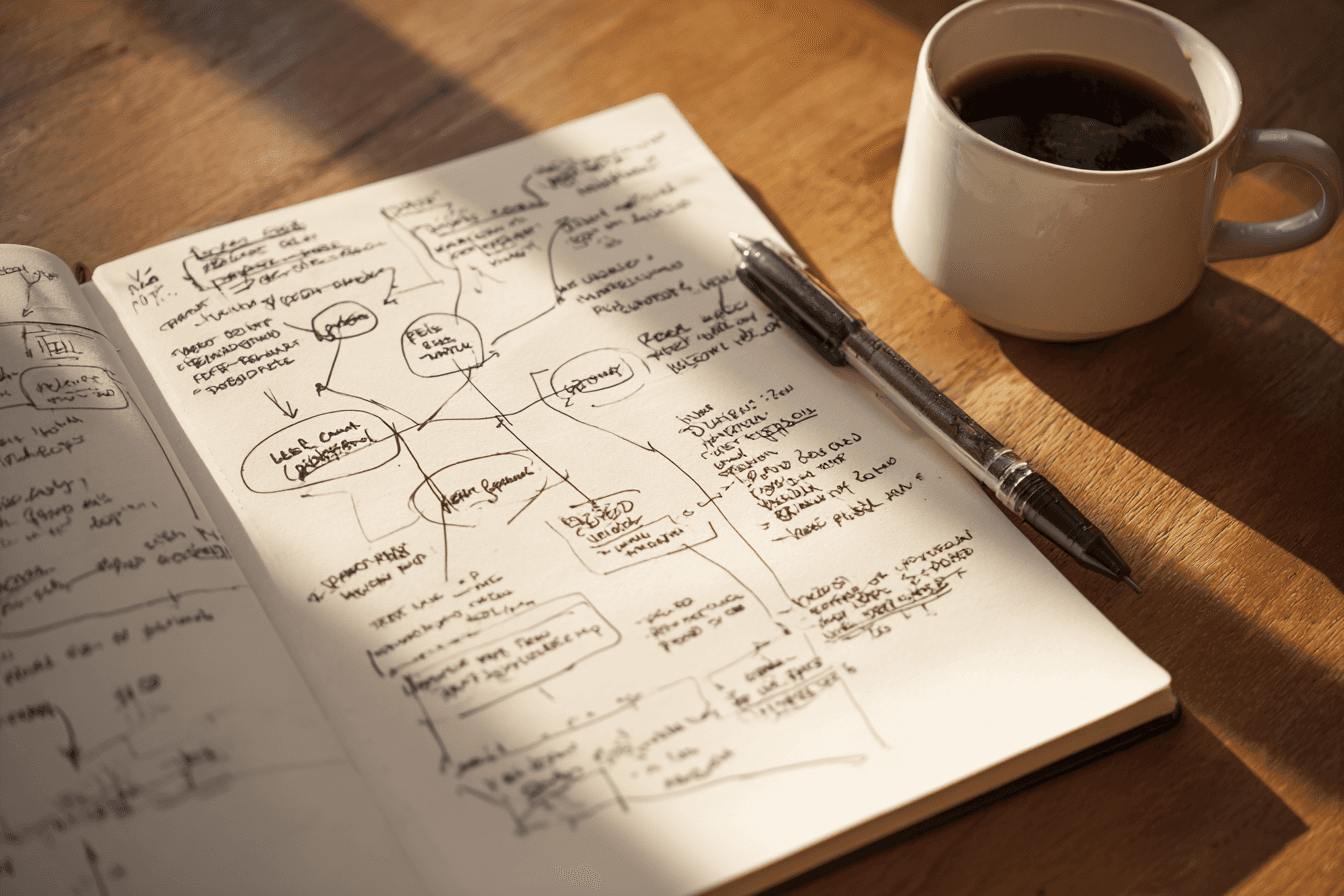 Scribbles in a notebook