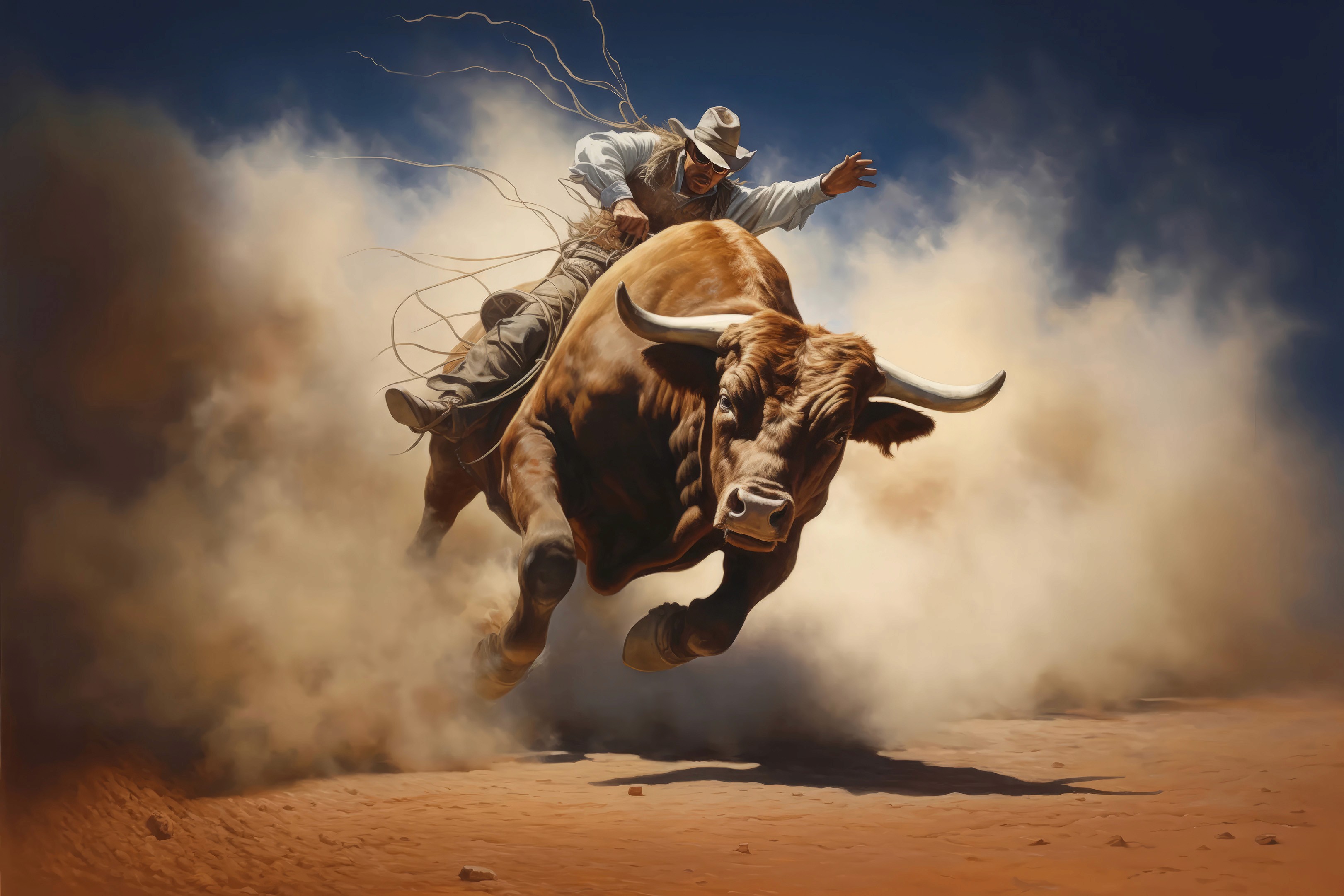 Folk Fable AI bull rider print