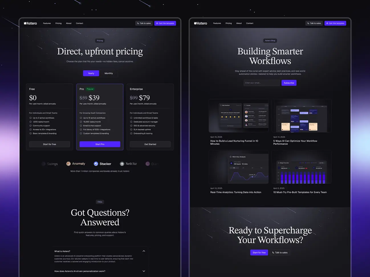 Astero additional pages preview