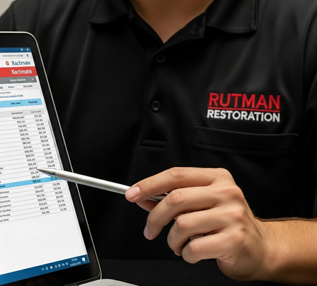 Professional Xactimate estimate prepared for insurance claim support