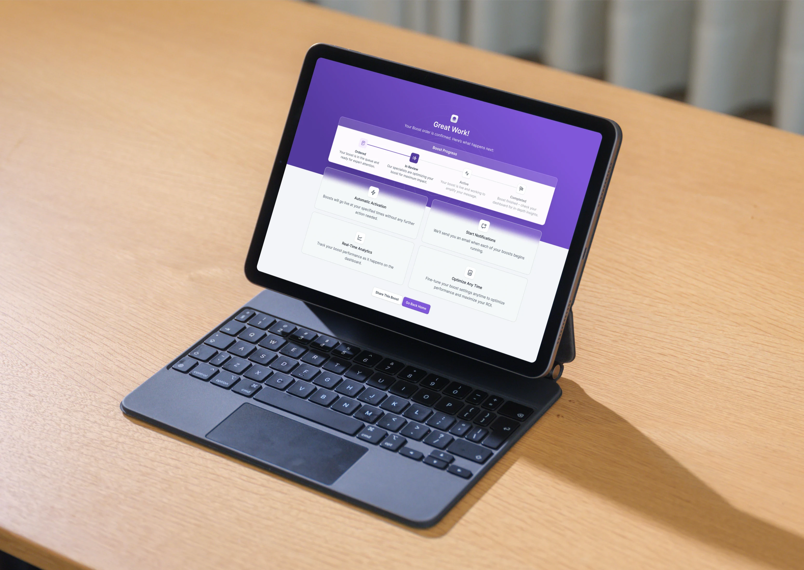 Someone interacting with a beautiful Voices app design.