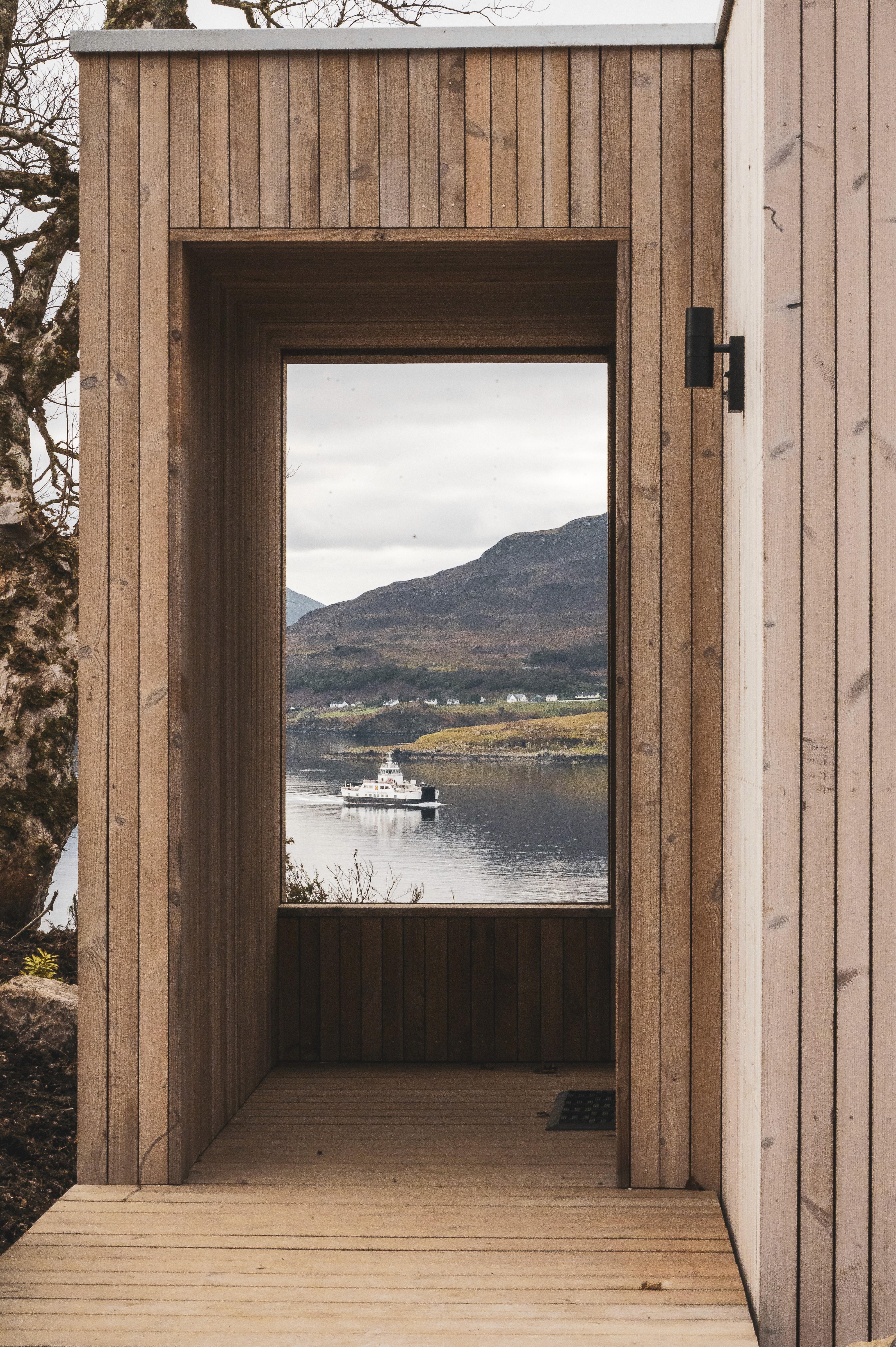 Raasay distillery cabins design and architecture by S+Co and Corr Cabins