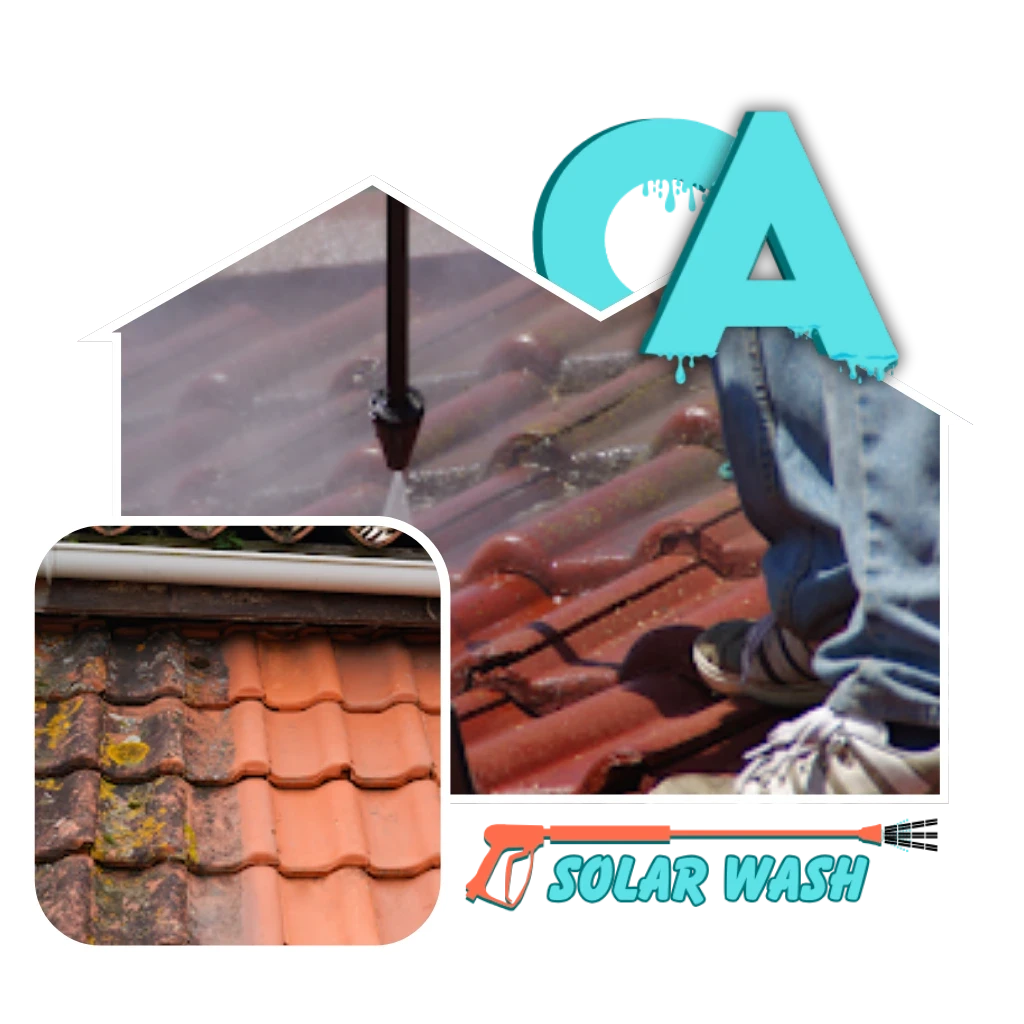 Roof cleaning and soft wash service in Fresno and Clovis CA by CA Solar Wash removing dirt, moss, and stains safely