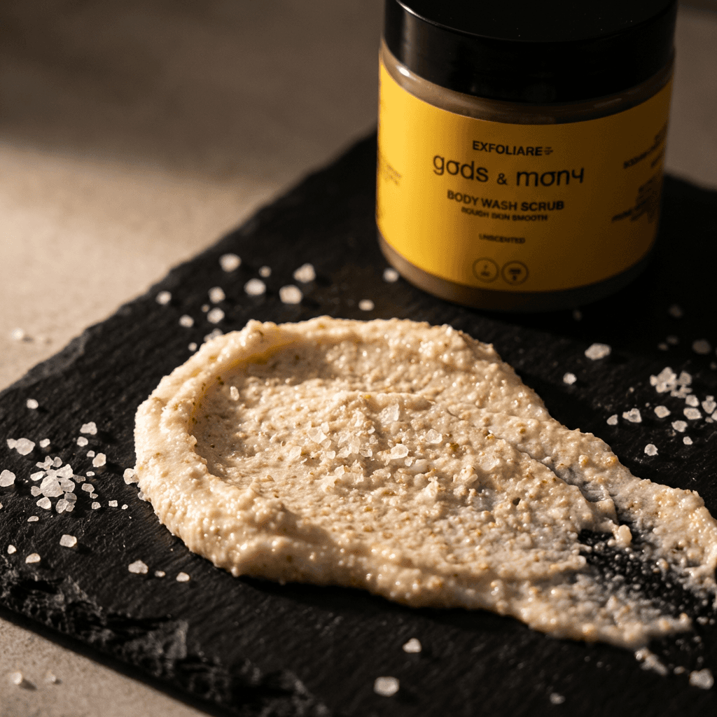 beauty products with a light green background