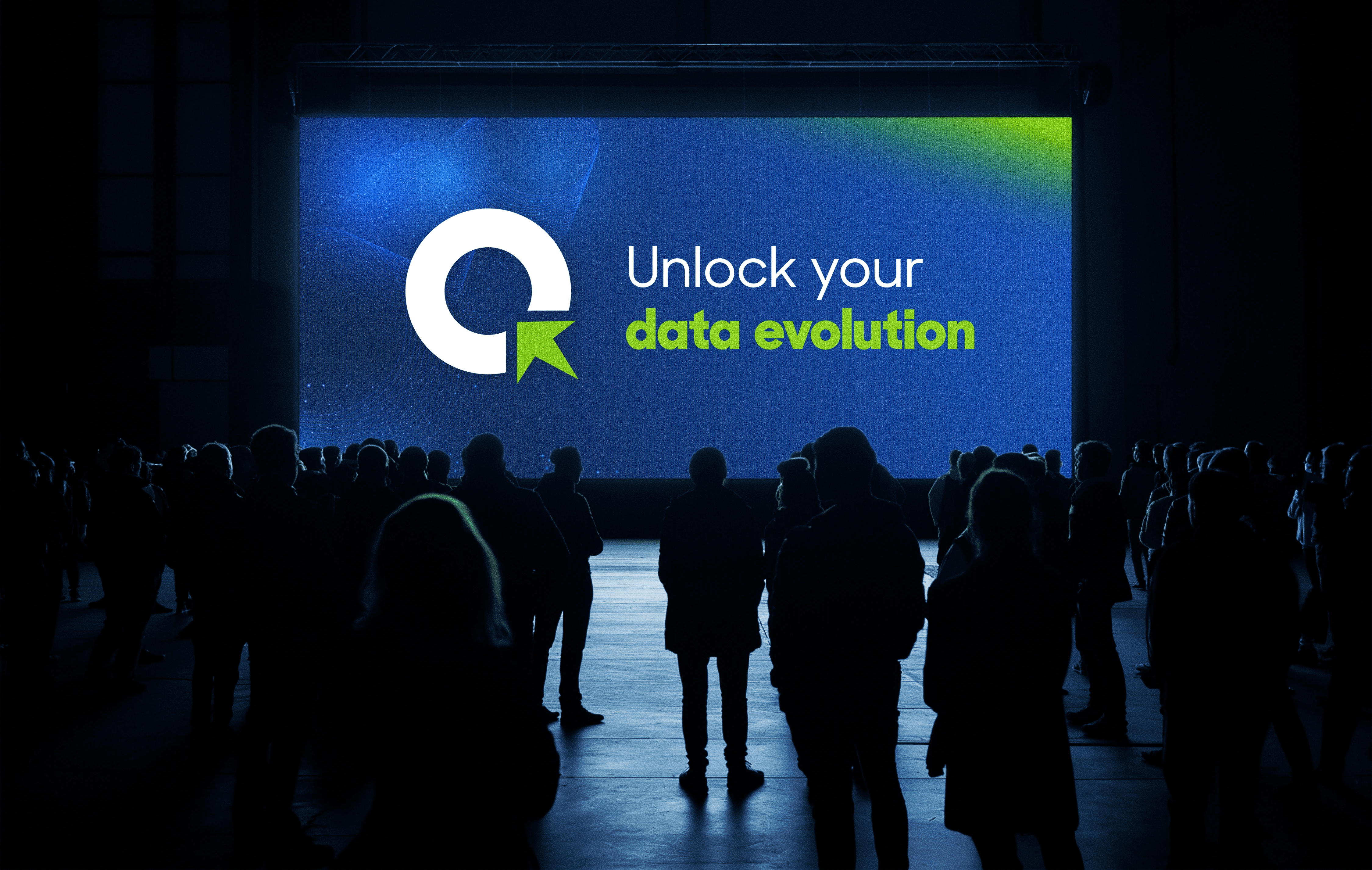 Pantalla en un evento con personas