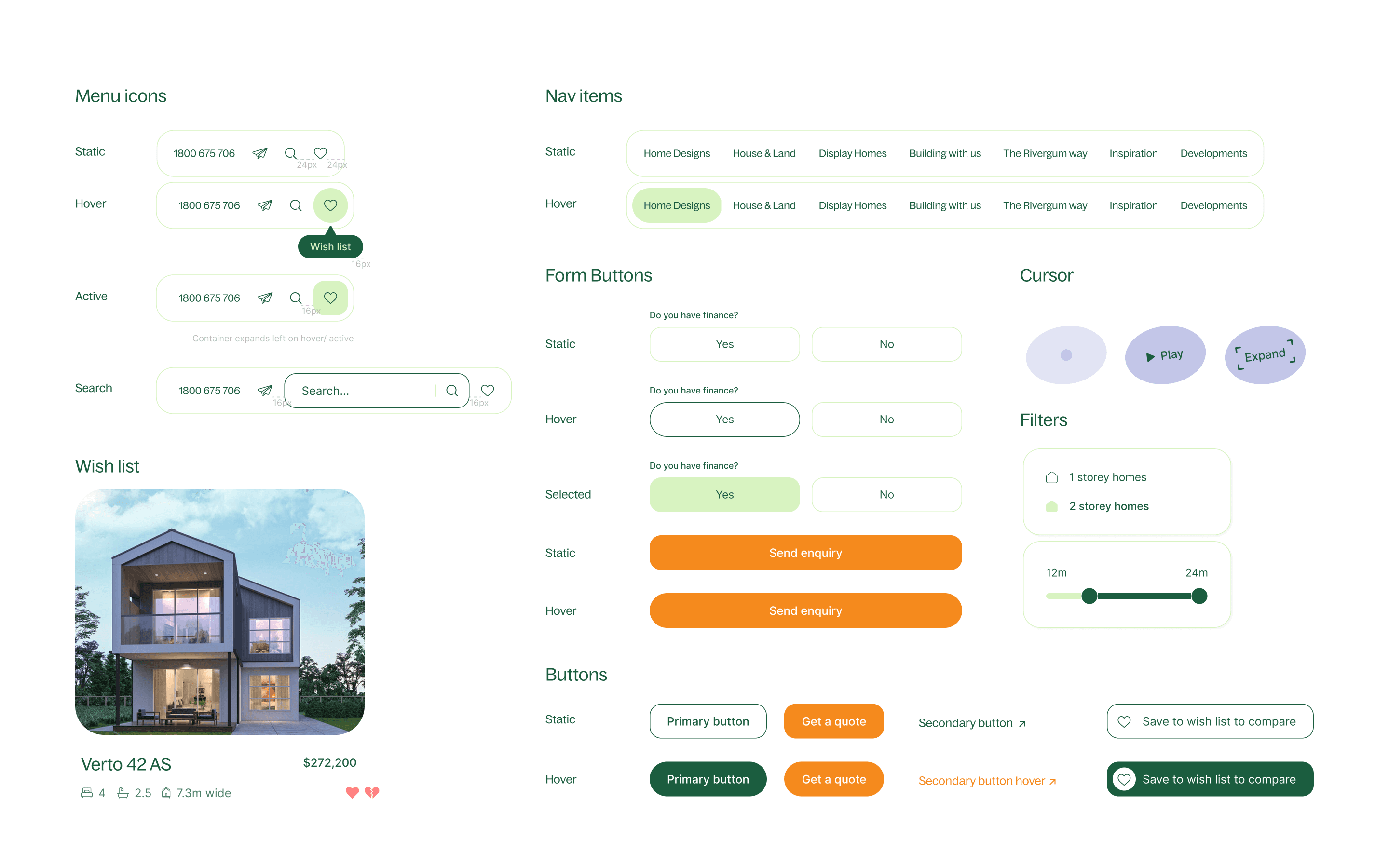 Sample of a system design showing buttons and variants.