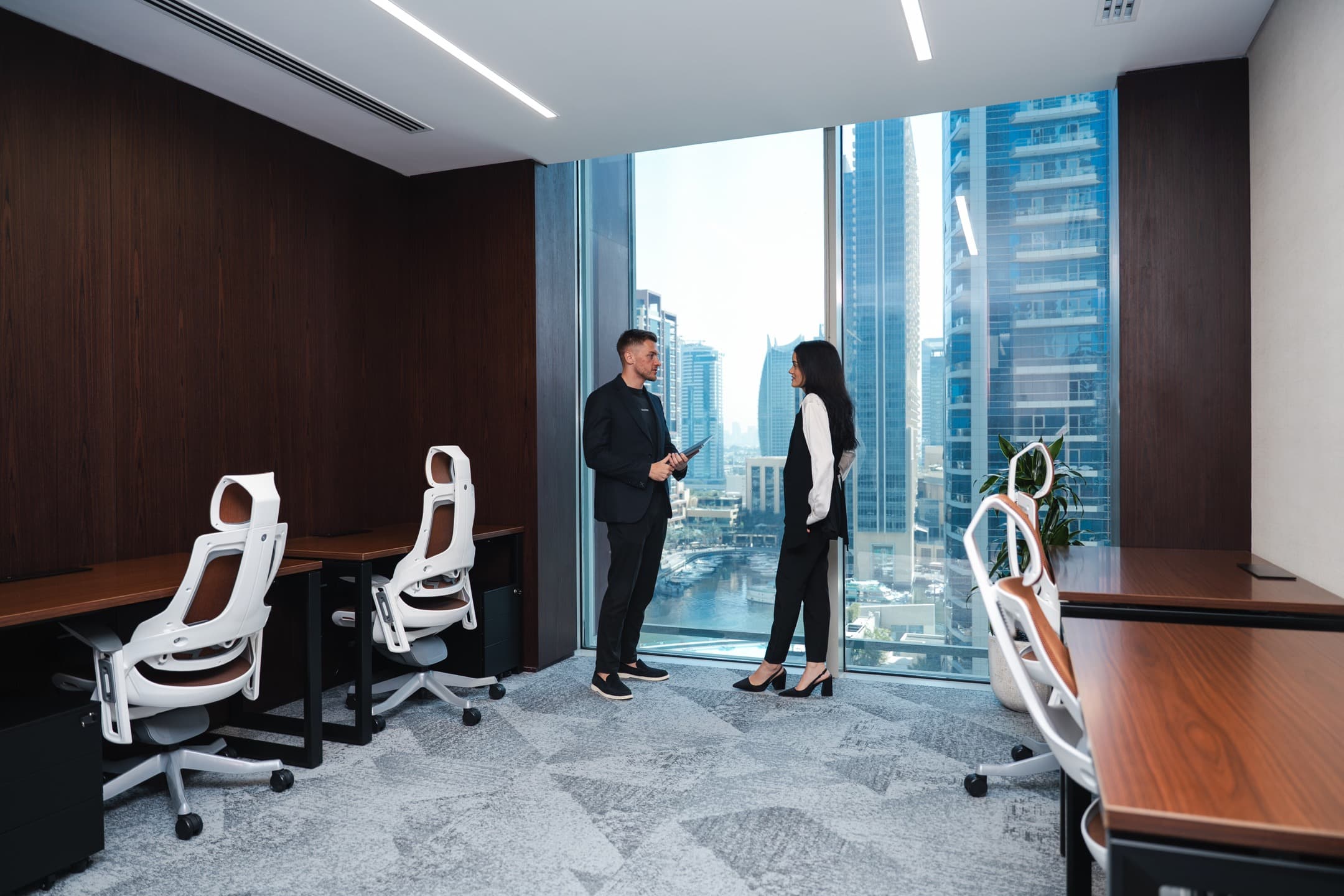 A corporate workspace in Aldar HQ, offering high-end facilities and premium office services.