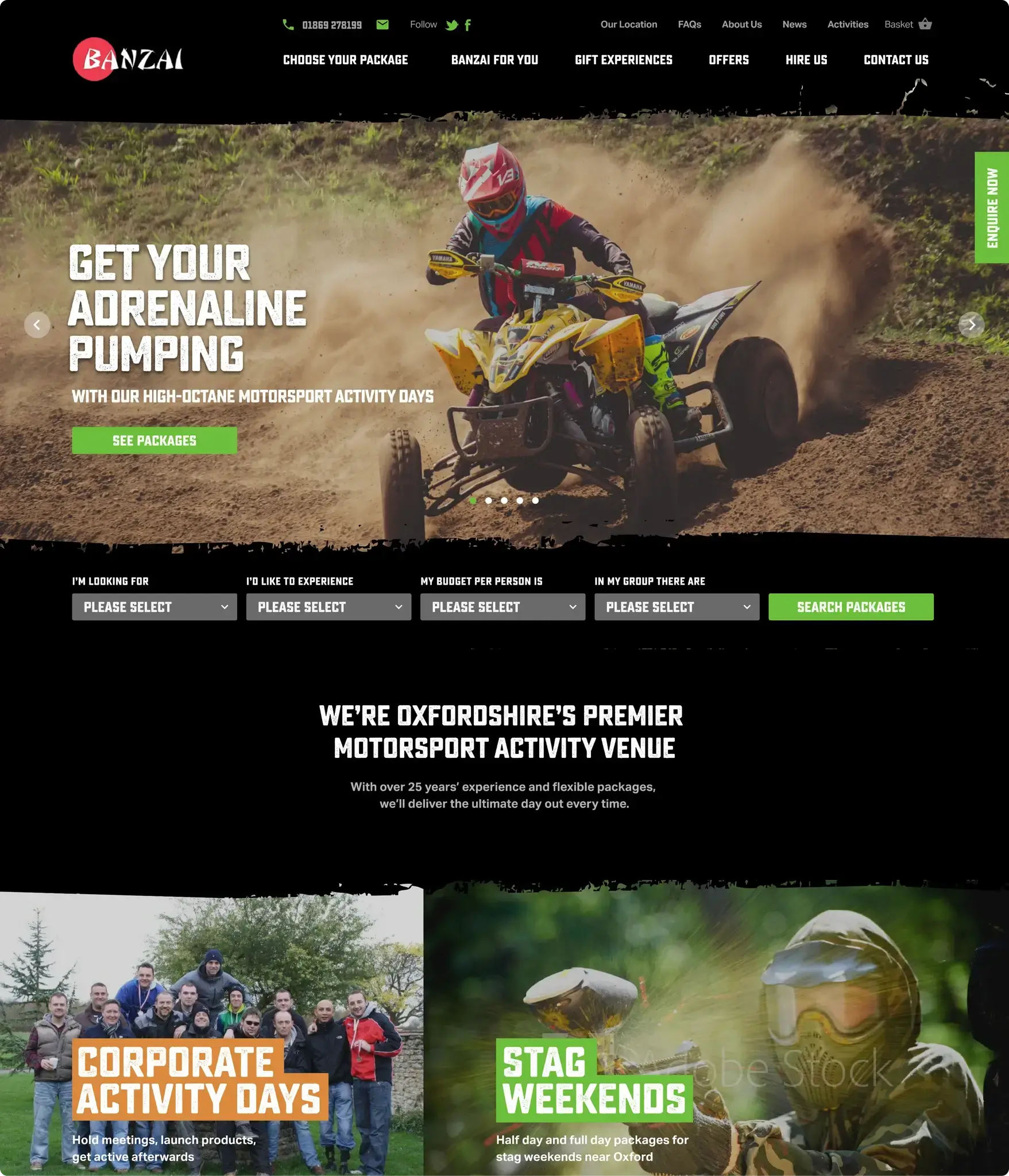 Banzai website design - home