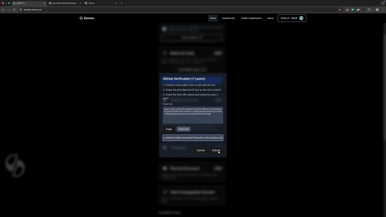 Gist link submission field