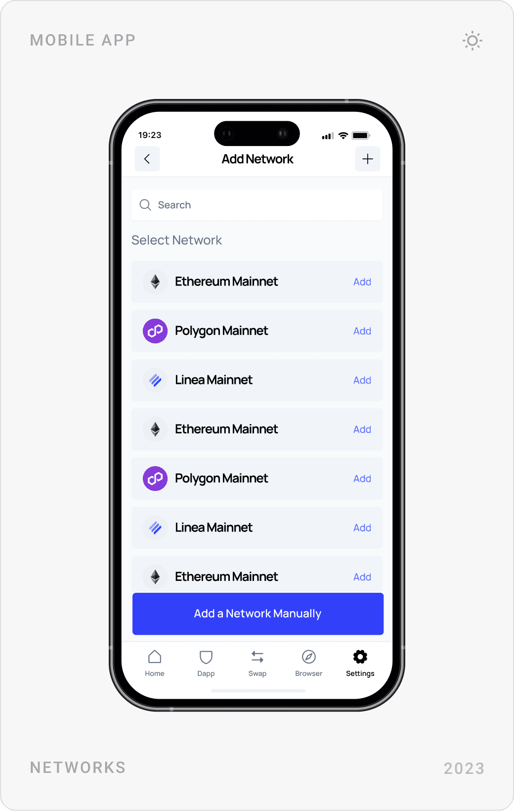 Modern Blockchain Network Management Mobile Design