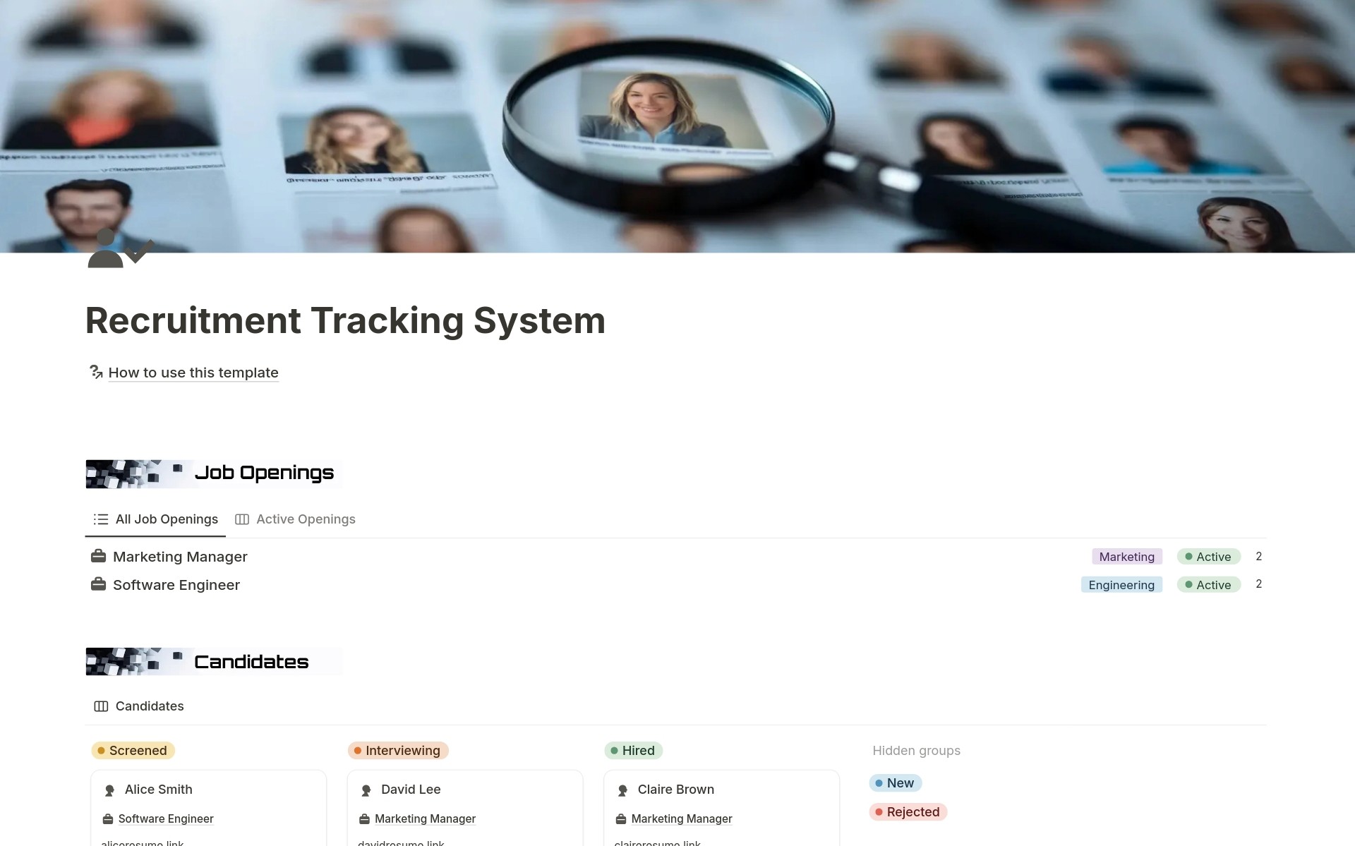 Recruitment Tracking System Screenshot