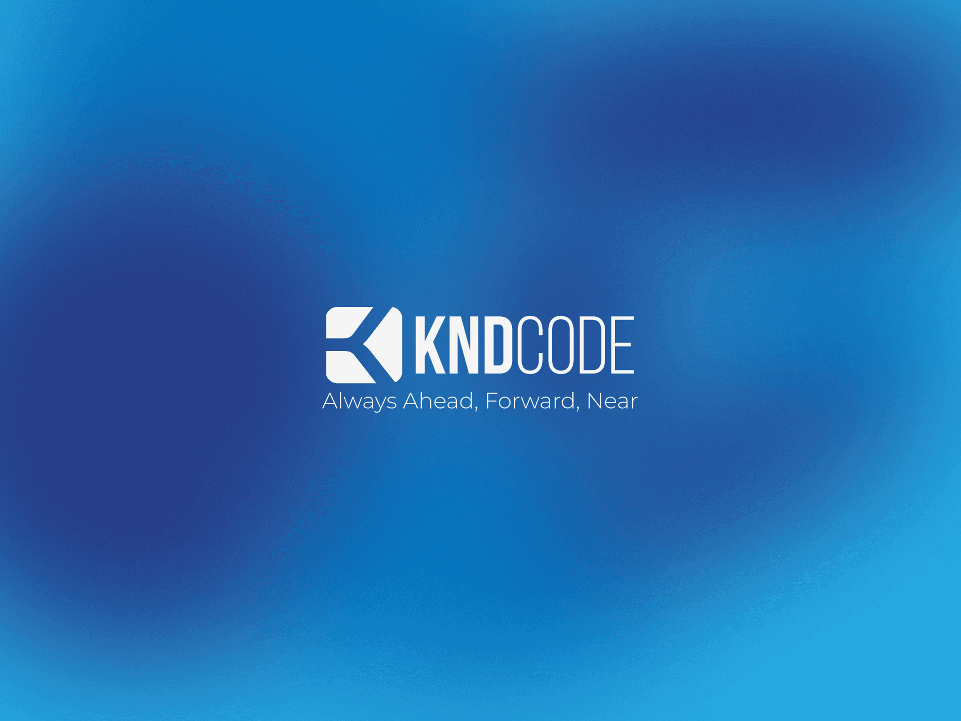 KNDCode logo over refreshed blue gradient background.