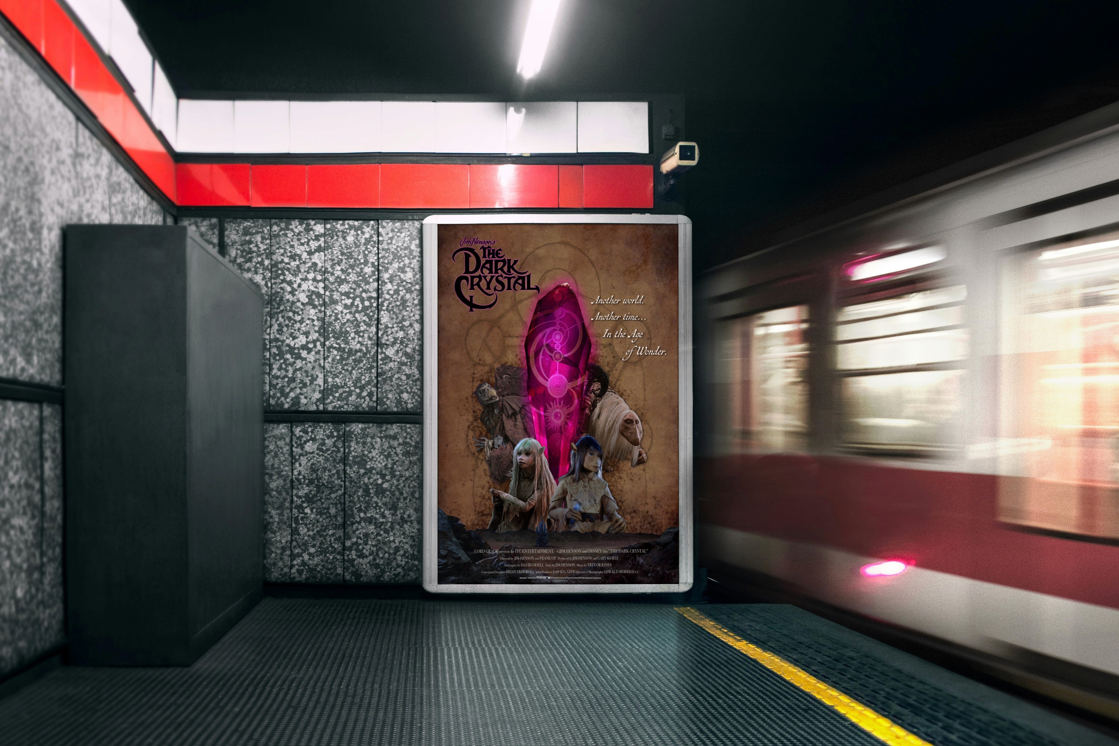 poster mockup in subway